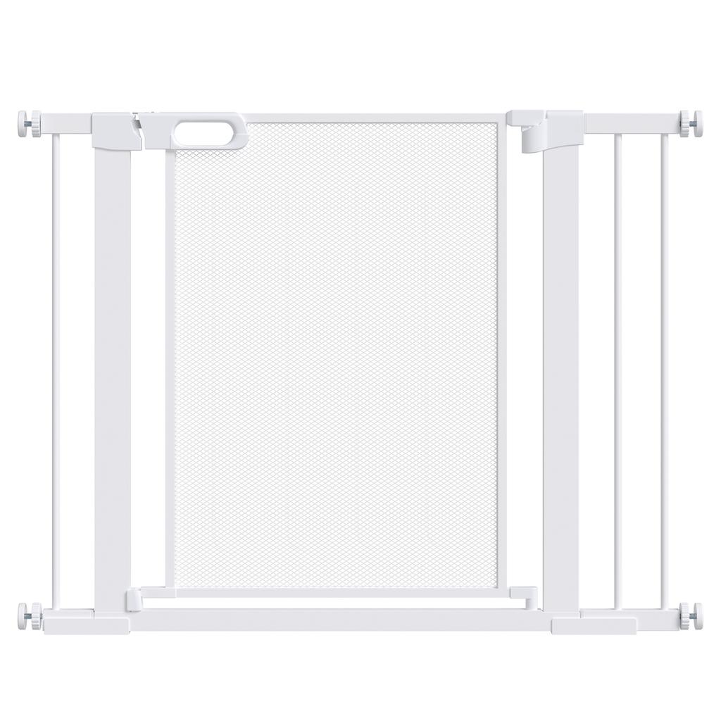 Pet Safety Gate, for Doorways, Staircases, Hallways, with Extensions Kit, 75-103cm - White