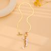 Baroque Court Retro Style Imitation Pearl Tassel Necklace Geometric Flat Snake Bone Necklace Pendant