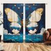 2pcs Starry Sky   White Clouds   Butterfly Decorative Curtains   Suitable for Family and Friends   Creative Graphic Curtains
