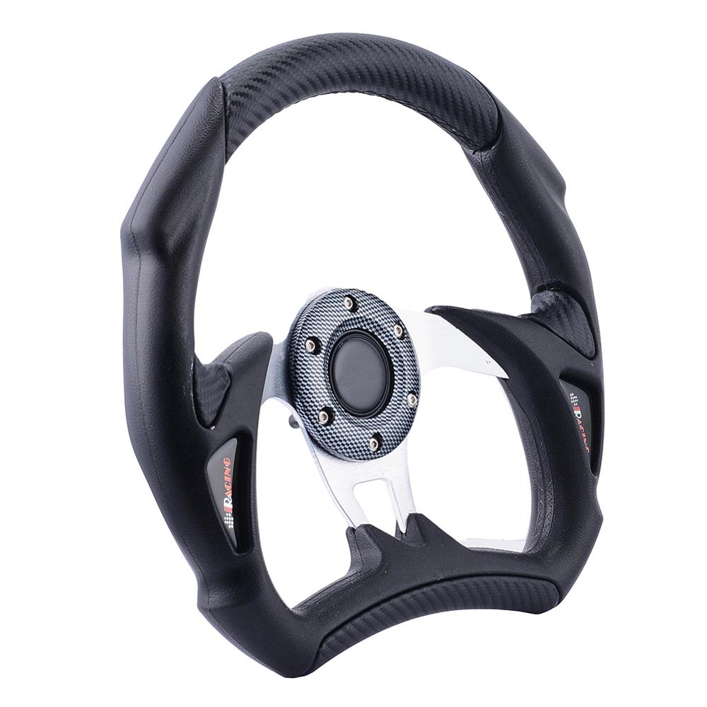 Алюминиевый автомобильный гоночный руль JDM с плоской чертой, спортивный руль из ПВХ, черная кожа