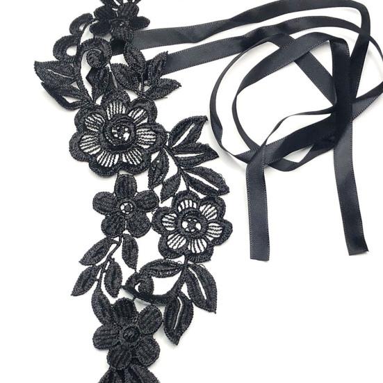 1 Pair Foot Cover with Toe Ring Hollow Out Lace Flower Applique Temptation Solid Color Close-fitting Honeymoon Wedding Night Foot Cover Foot