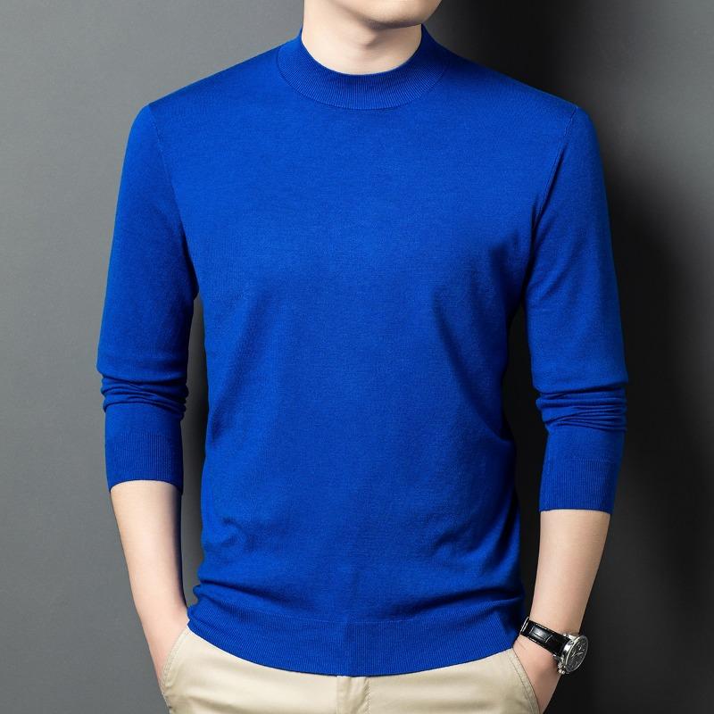 Men S Round Neck Long Sleeve Knit Sweater Loose Fit Casual Pullover