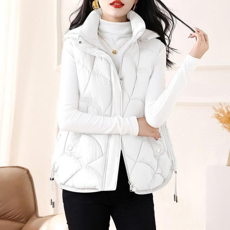 Women Winter Coat Autumn Warm Vests Loose Hooded Korean Style Cotton Padded Sleeveless Fashion Outerwear