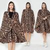 Fashion Big Size Women Leopard Raincoat Lightweight Rain Coat Poncho Ladies Waterproof Cloak Raincoats Adults Windproof Rainwear
