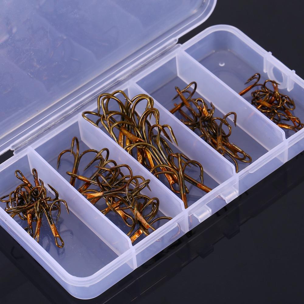 50PCS Strong Sharp Treble Hook Set High Carbon Steel Triple Fishing Hook  Trout Fishing