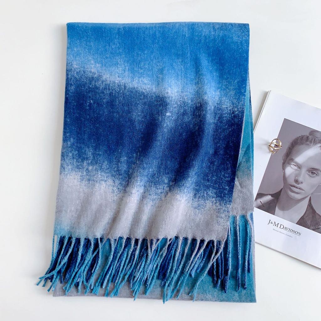 2024 Autumn/Winter New Gradient Imitation Cashmere Tassel Printed Scarf Fashion Versatile Office Warm Shawl Scarf For Men And Women