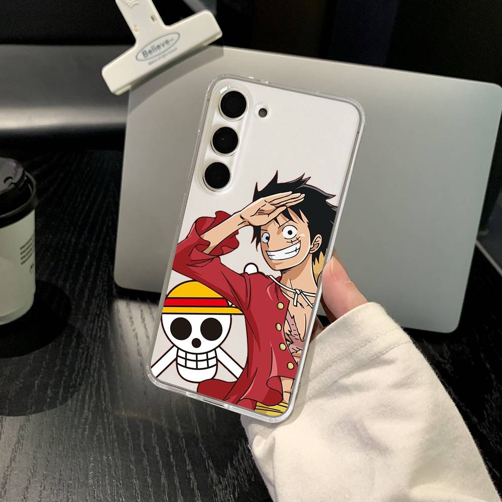 Чехол для телефона Anime P-Pieces L-luffy для Samsung Galaxy S21 S22 S23 S24 S25ULTRA FE Ultra Plus5G A52S Прозрачный чехол
