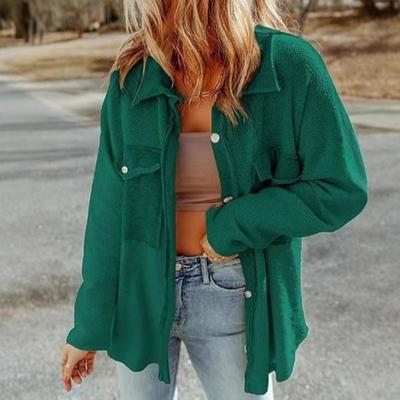 Осенне-зимняя женская мода повседневный трикотажный однобортный кардиган с карманом из необработанного края