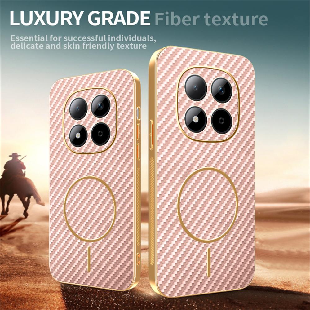 Для Xiaomi Redmi Note 15 Pro 5G (Глобальный) Чехол для телефона Текстурированный под углеволокно Гальванизированная задняя крышка из ТПУ