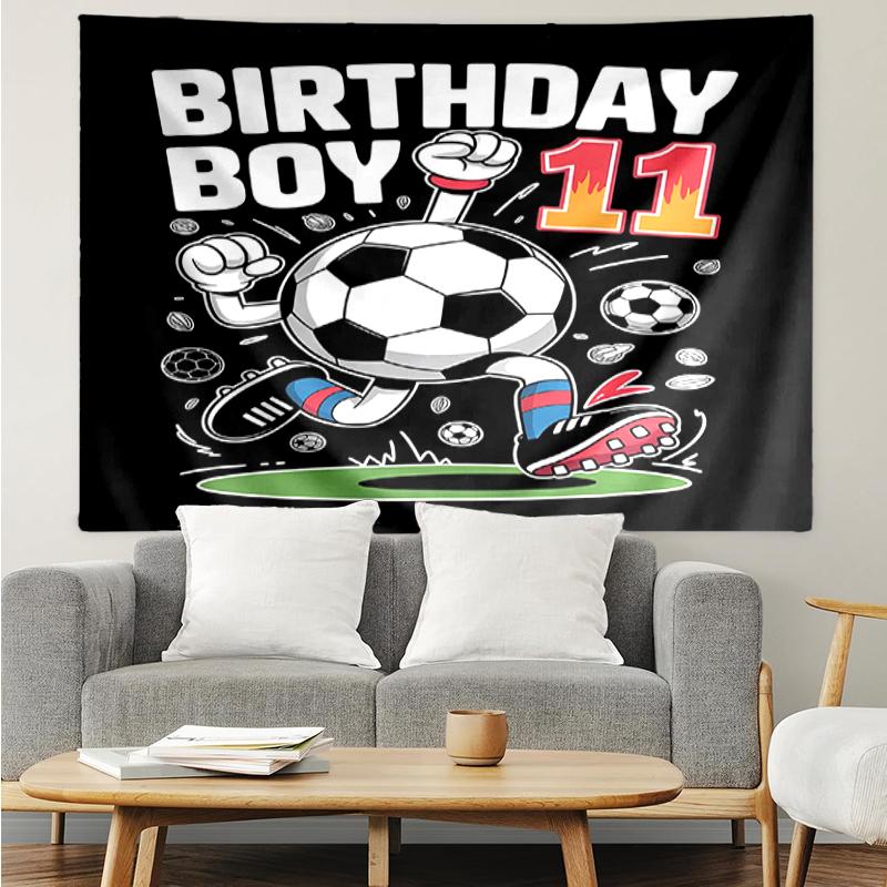 Soccer Print Tapestry, Backdrop, Easy Setup, Ideal for Bedroom, Office & Living Room, with Aesthetic Wall Hanging Decor.