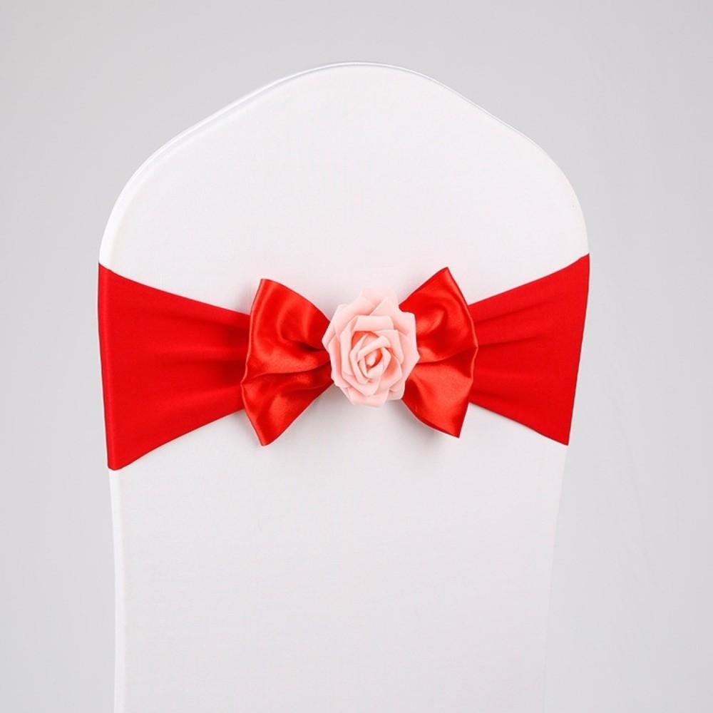 2pcs Reusable Chair Bow Tie Multicolor Chair Back Flower Satin Chair Sashes Band Party Event