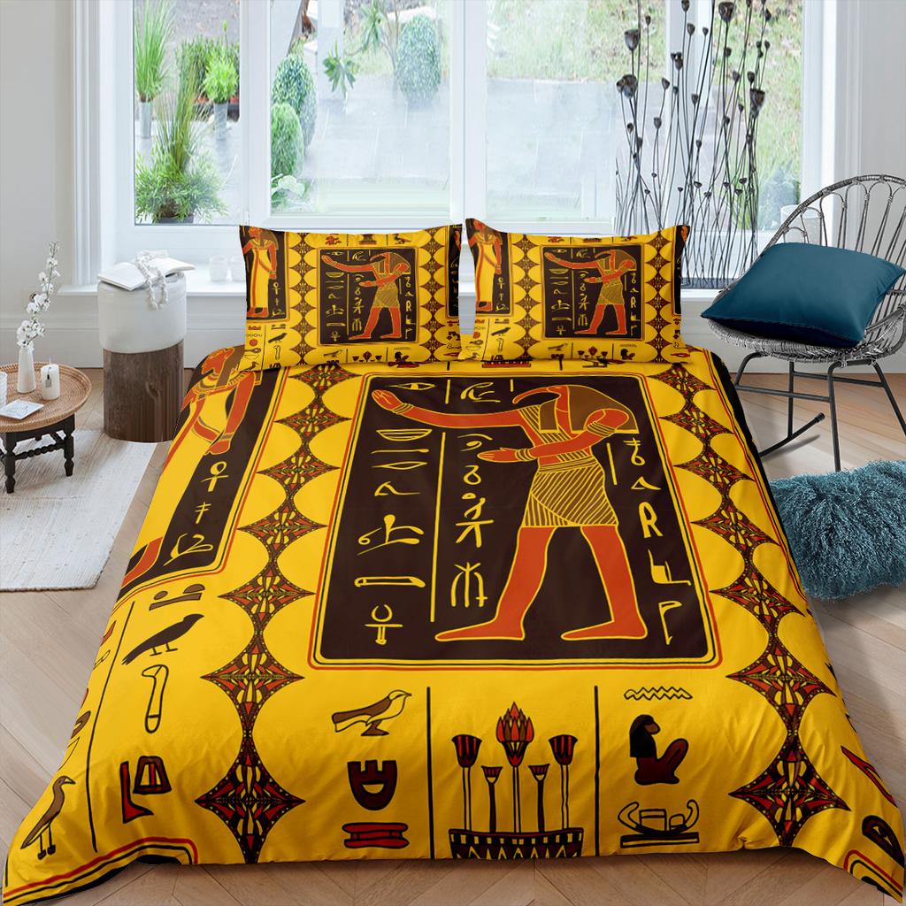 Комплект постельного белья с изображением египетских пирамид, комплект постельного белья в племенном стиле Древнего Египта, винтажный уникальный экзотический стиль, полиэстеровое одеяло для ребенка