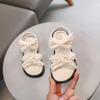 Children's Sandals Summer Sweet Pearl Bowtie Girl Princess Shoes Solid Color Causal Kids Thick Bottom Sandals Open-toe Versatile