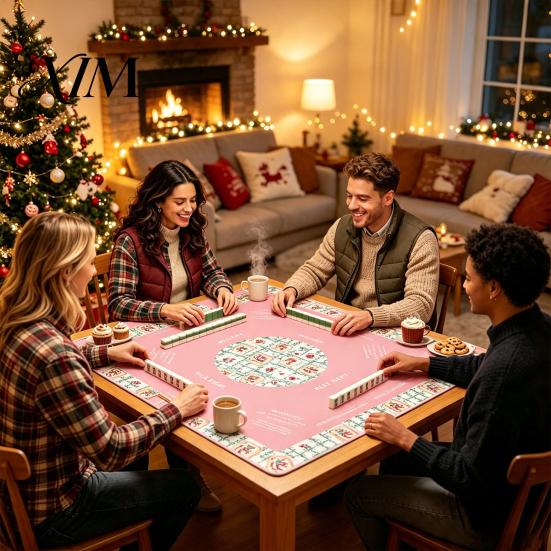 Non Slip Game Mat Square Mahjong for Table, Anti-Slip Noise Reduction Table Cover, Waterproof Washable Diatomaceous American Card Pad