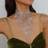 Geometric Long Tassel Necklace Sparkling Clavicle Chain Sweet Full Rhinestone Necklace  Women