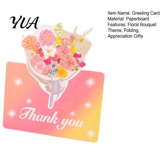 Flower Paper Greeting Cards 10Pcs 3D Thank You Card, Floral Bouquet Best Wishes Decorative Note Appreciation Gifts for Anniversary, Mother's