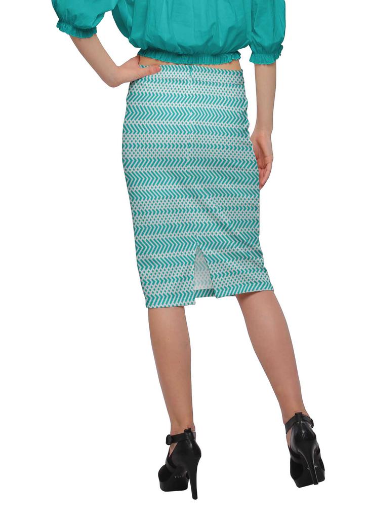 Moomaya Poly Spandex Skirt Printed Pencil Skirt Plus Size Summer Wear