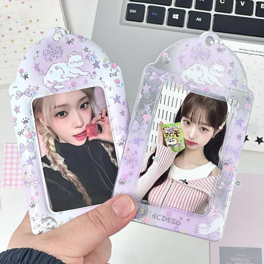 1 шт. Фиолетовый Кот ПВХ Держатель для Фотокарточек K-pop Идола Чехол для Хранения Фотокарточек Подвеска для Дисплея