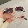New Rimless Sunglasses For Women Men Trendy Frameless Rectangle Sun Glasses Retro Shades Fashion Travel Uv400 Eyewear