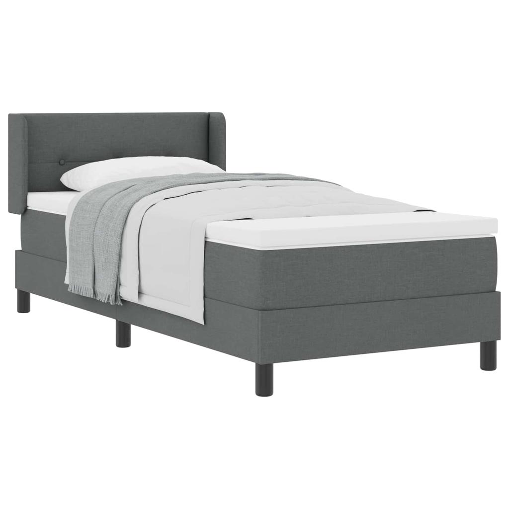 Box Spring Bed with Headboard Dark Grey 200 x 100 cm Fabric