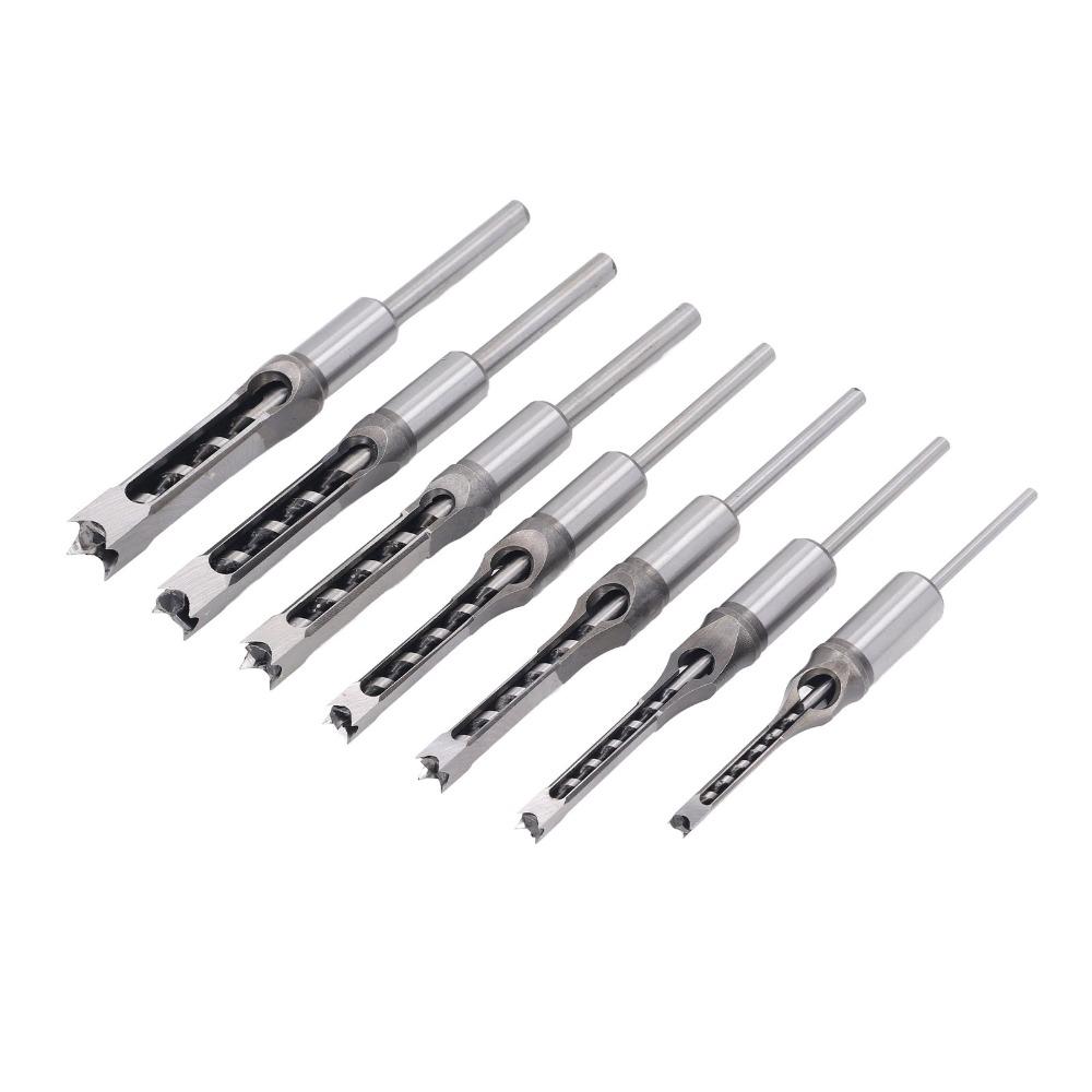 7pcs 1/4in 5/16in 3/8in 2/5in 1/2in 9/16in 5/8in Square Hole Drill Bit Woodworking