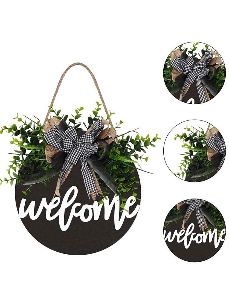 Приветственный знак для входной двери, Декор входной двери для крыльца фермерского дома, Приветственные венки в деревенском стиле, Круглый деревянный подвесной знак для домашнего наружного внутреннего декора