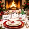Personalized Message Cards Christmas Party Place Card Holders, Cartoon Santa Reindeer Name Tag Stands Table Holders for Seating, Festive DIY Write-On