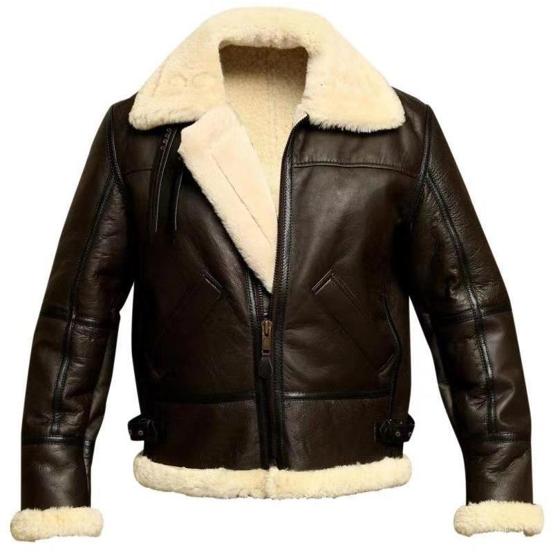 Зимняя повседневная застежка-молния с карманом-молнией и лацканами, черная однотонная мужская одежда среднего возраста из натурального меха