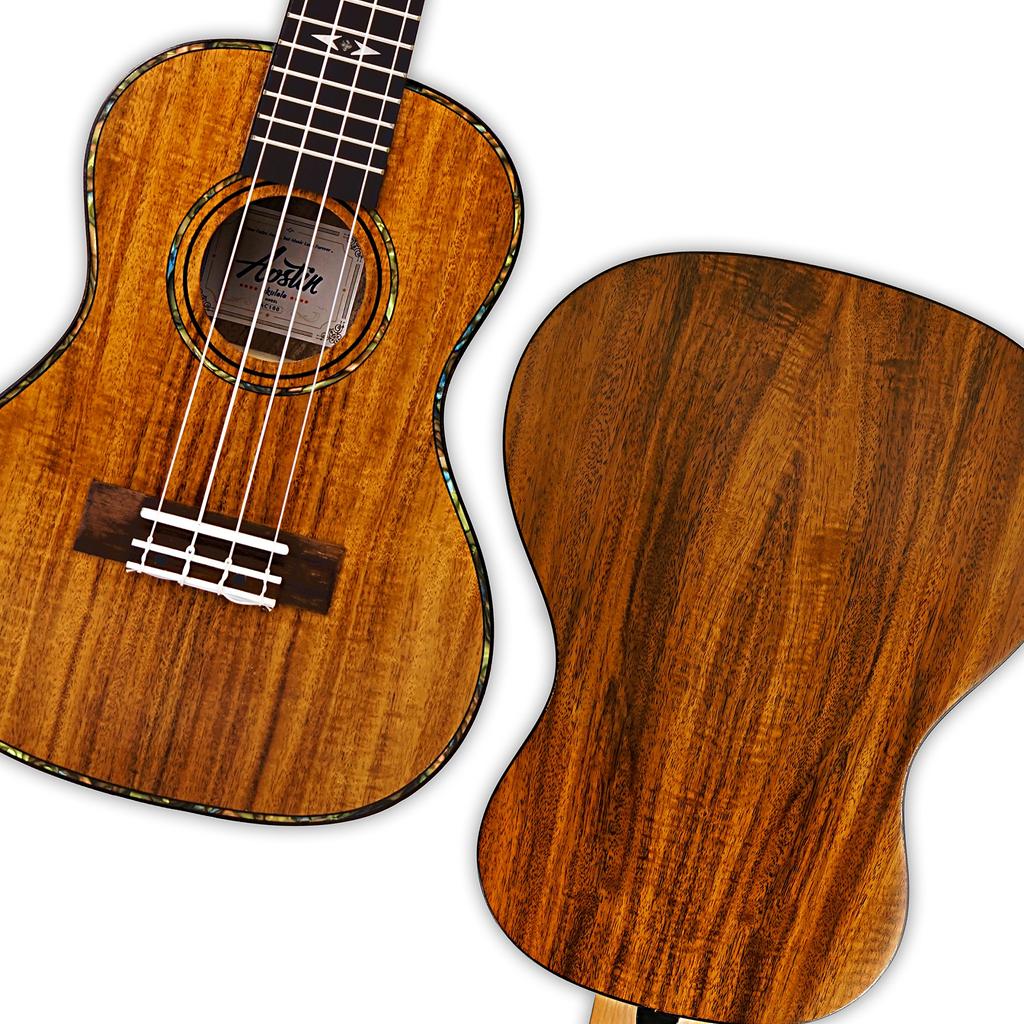 Aostin Austin Ukulele Концертный размер Гавайский сердечник с прорезной головкой AC100 комплект включая домашнюю инструкцию аккорды концерт (Гарантия на 8 частей, тюнер, книга,