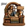 Книжные подарки для женщин Деревянная фигурка Читающая девушка Для книголюбов Персонализированный декор для книжной полки на стол с украшениями Многоуровневый дизайн Домашняя библиотека