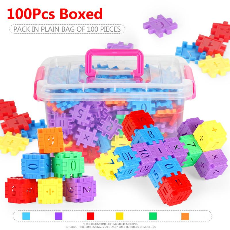 100 шт. Цифровые строительные блоки DIY Игрушка Крупные детали Цветные Творческие собираемые кубики Математические кубики Детская игрушка для раннего развития