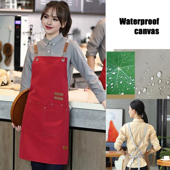 Водонепроницаемый кухонный фартук с карманами для мужчин и женщин, передник для уборки, завязка на талии, рабочая униформа для барбекю, подарок