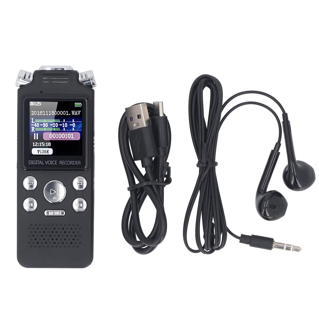 Digital Voice Recorder with Speaker Double Microphone 0.8 Inch LCD Screen MP3 Player Noise Cancellat
