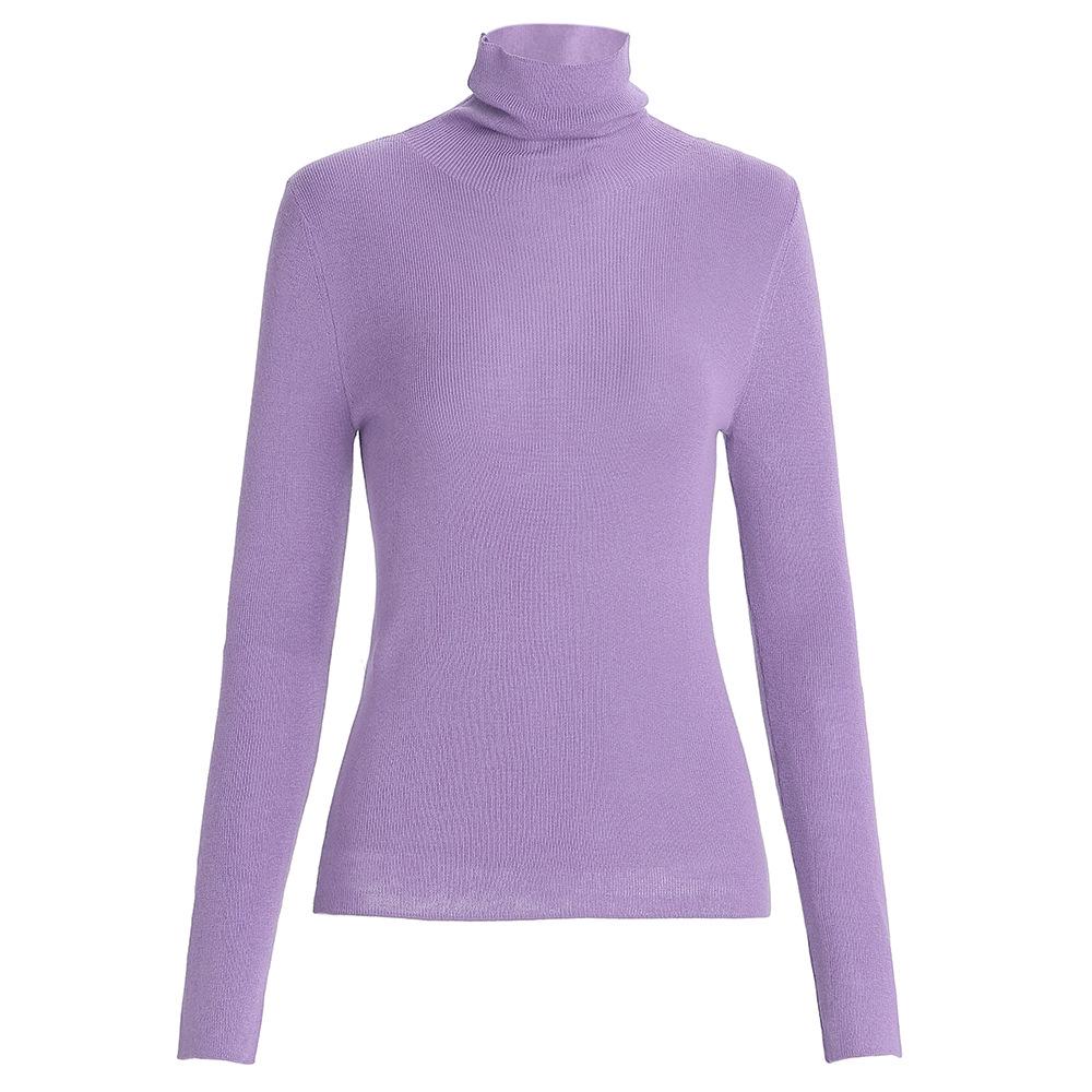 Женский вязаный свитер Zhili весна 2025 года, многоцветный, облегающий, с высоким воротником и длинными рукавами