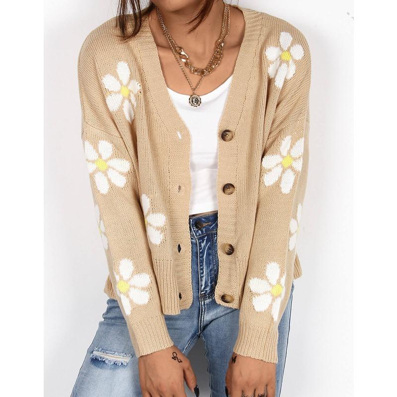 Women's Autumn and Winter Loose Knit Casual Cardigan Button Sweater