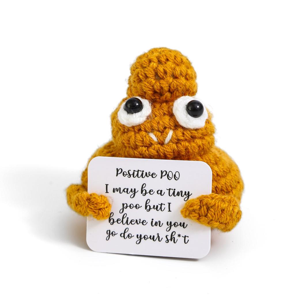 Positive Crochet Potato Doll with Card Handmade Knitted Emotional Support Hug Pocket Cucumber Ornament Room Decor Christmas Gift