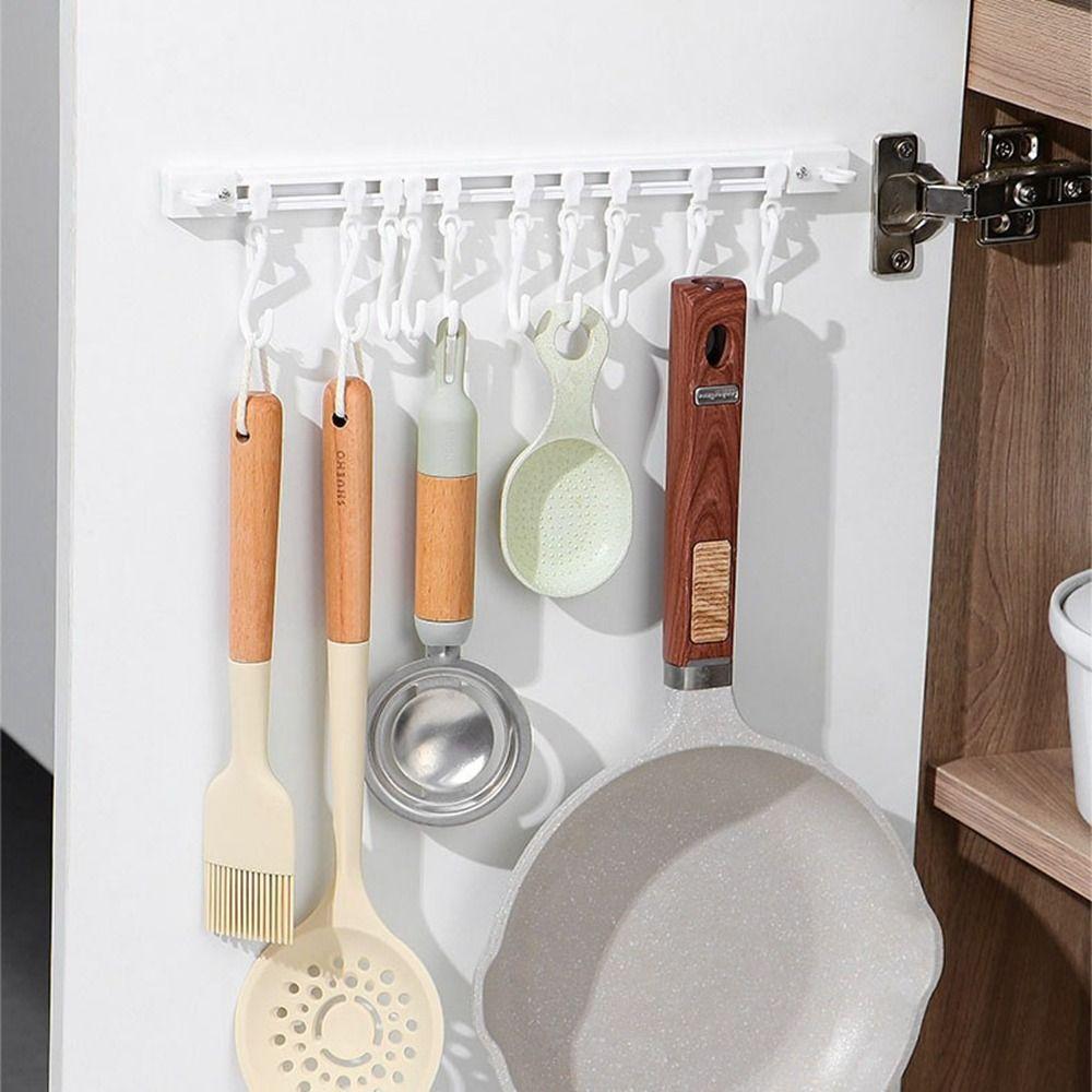 Plastic Track Row Hooks Non Punching Cabinet Hook Multifunctional Long Row Hook Kitchen