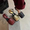 Thick Heel Roman Sandals 2025 Summer New Leather Bag Head Hollow Woven Retro Medium Heel Square Head Women's Shoes High Sense