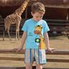 Stylish boys' short-sleeved T-shirt with giraffe cartoon print – children's crew-neck top
