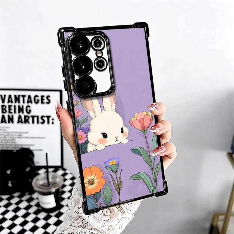 Милый мультяшный кролик с покрытием Чехол для телефона для Samsung Galaxy S24 S25 FE S26 Edge S23 Ultra S22 S21 Plus S20 Противоударный Airbag
