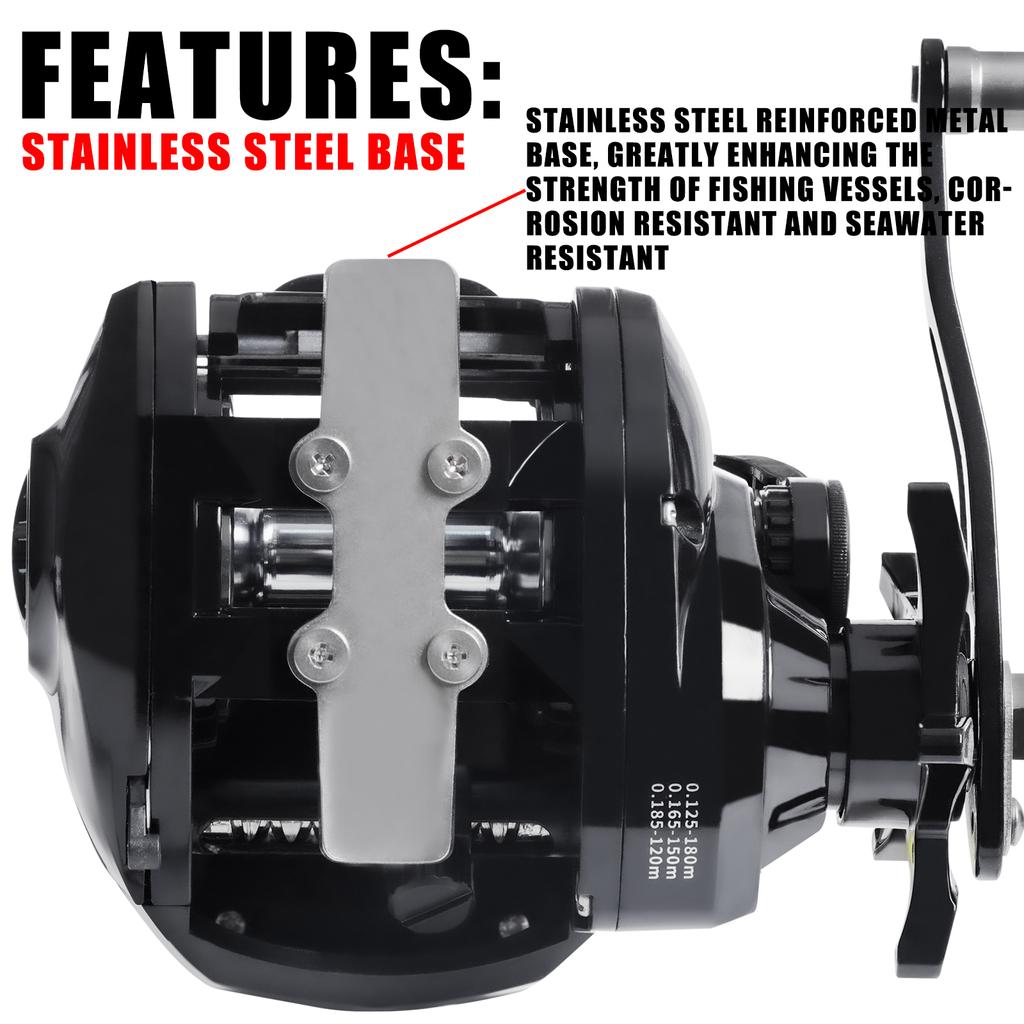 New Large Deep Sea Electronic Fishing Reel Baitcasting Saltwater Waterproof 6.4:1 16KG Drag Catfishing Trolling Metal Base