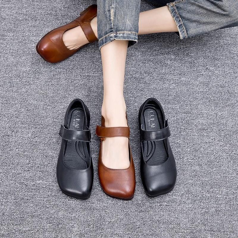 Flat-soled Soft Leather Shoes Retro Single Shoes Women's Casual Women's Shoes Women's Leather Shoes