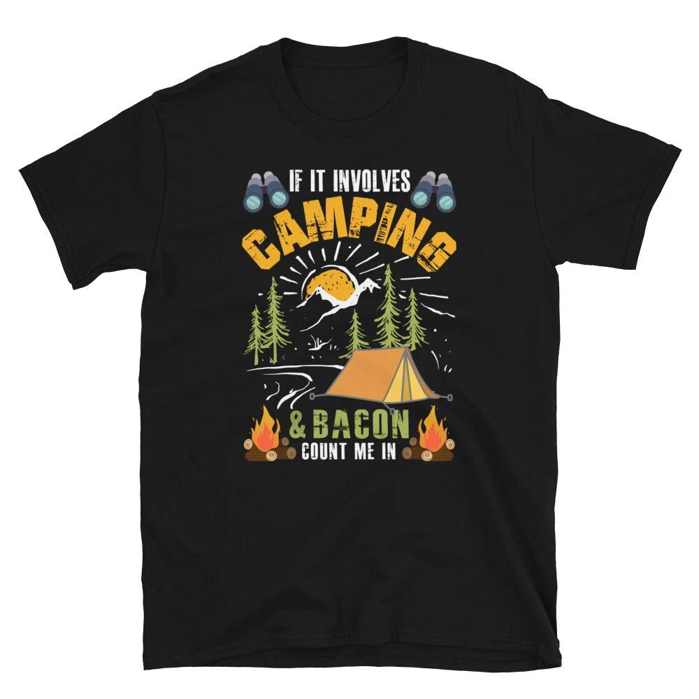 Camping & Bacon Vintage Design Camping Novelty T-Shirt