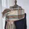 Korean Women's Plaid Scarf: 2022 Winter Imitation Cashmere Tassel Shawl