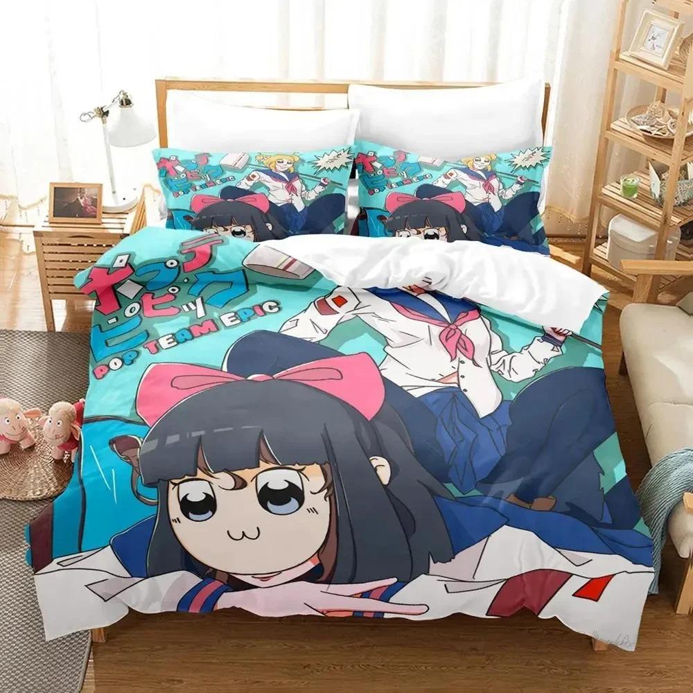 Аниме Pop Team Epic PIPI Постельный набор Пододеяльник Комплект для кровати Покрывало Наволочка Одеяло Размер Кинг Квин Мальчики Взрослые Постельный набор