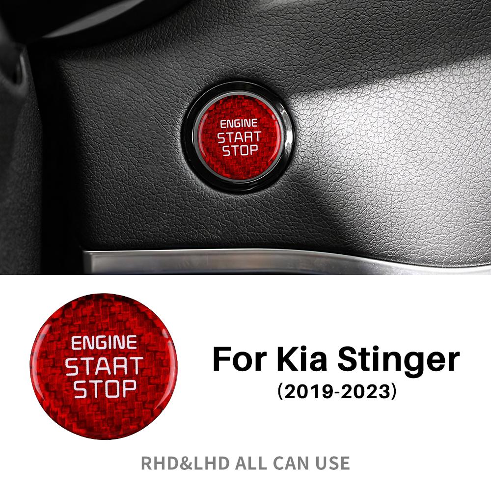 Real Hard Carbon Fiber Sticker For Kia Stinger 2019 2020 2021 2022 2023 Car Start Engine Stop Button Cover Interior Trim