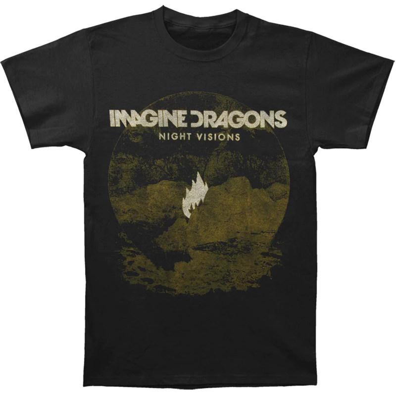 Ретро Футболка с изображением группы Imagine Dragons Независимая рок-группа из США Ретро в американском стиле Свободная мужская футболка