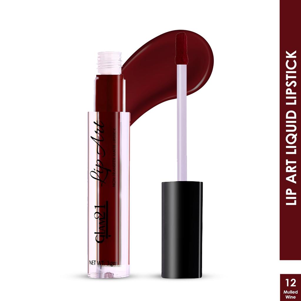 Glam21 Lip Art Матовая жидкая помада, не оставляющая следов | Легкая, стойкая | Водостойкий и устойчивый к смазыванию цвет для губ | Интенсивный пигмент | 3 г - Mull