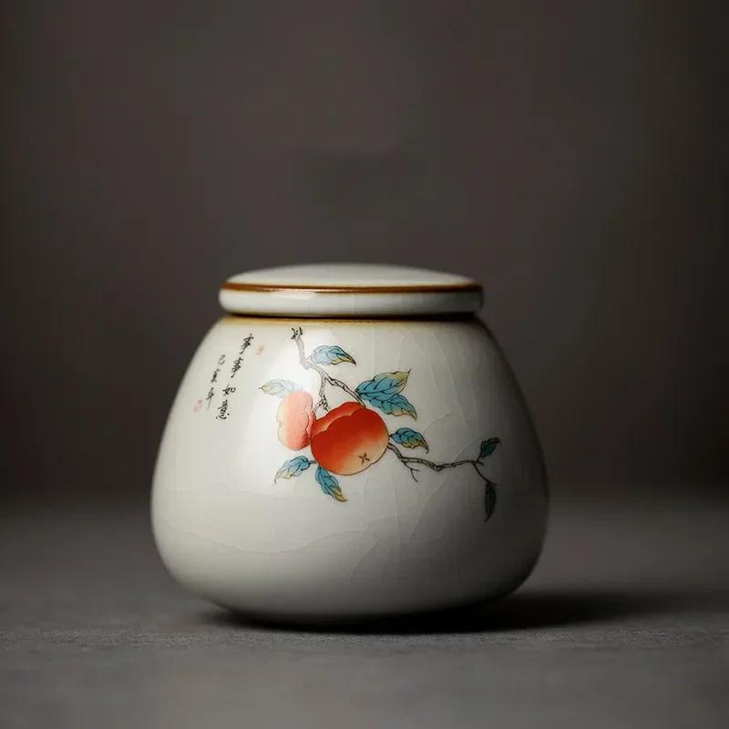 Ретро-керамическая чайная кабина Ru Kiln с милым рисунком кошки, переносная герметичная упаковка для чайных листьев, дорожная коробка для хранения чайных пакетиков, органайзер для специй