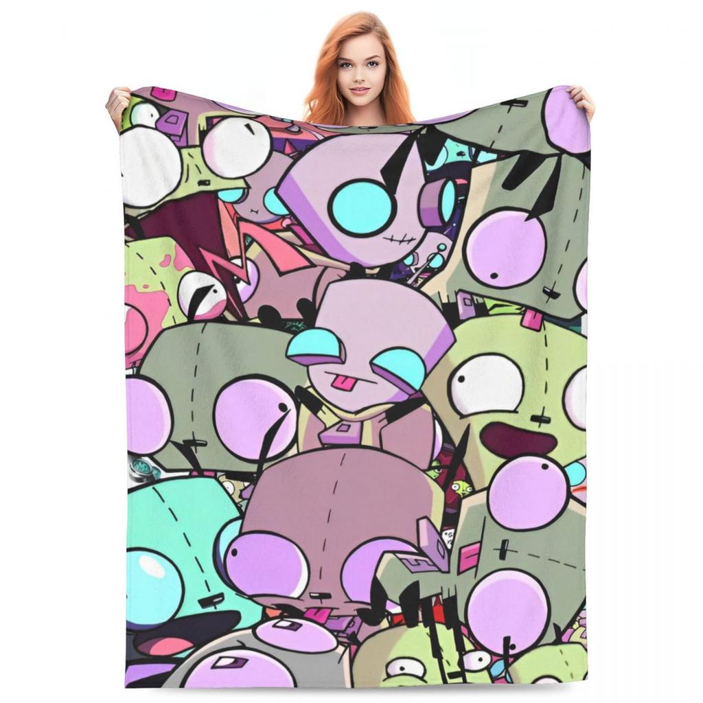 Invader Zim Gir Blankets Coral Fleece Plush Printed Breathable Lightweight Thin Throw Blanket for Home Office Plush Thin Quilt